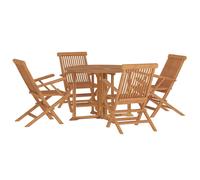 Solid Wood Teak Folding Outdoor Dining Set 5 Piece with/without Armrest vidaXL