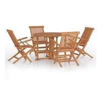 vidaXL Solid Wood Teak Folding Outdoor Dining Set 5 Piece Wooden Dining Set