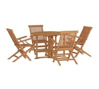 vidaXL 5 Piece Folding Outdoor Dining Set Solid Wood Teak, Brown