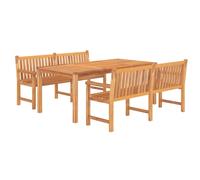 (2x bench + table) vidaXL Solid Wood Teak Garden Dining Set Patio Table Furniture Multi Models