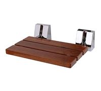 Solid Wood Teak Wall Mounted Folding Shower Seat | Beautiful Bathroom Mobility Aid Stool | Max. 117kgs/17st 9lb from ECOSPA