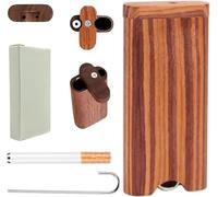 Solid Wood Tobacco Pouch Set, With Ceramic Accessories & Cleaning Hook, for Smoking Enthusiasts