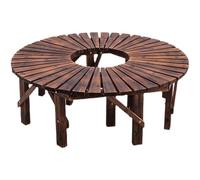 Solid Wood Tree Bench, Curved Backless Outdoor Seating for Porch, Park, All-Weather Wooden Terrace Chair