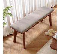 Solid Wood Upholstered Entryway Bench Farmhouse Dining Seat Narrow Wooden Bench for Bedroom Living Room Kitchen Hallway 55in Walnut Finish