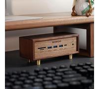 Solid Wood USB3.0x4 Switch, Copper HUB Docking Station, Splitter Expansion Dock, 12-port Expansion, Independent Control, Retro Creative Table Setting, Convenient Work