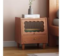 Solid Wood V-intage Bedside Cabinet Bedside Table with 2 Storage Drawers Side Cabinet Solid Wood Side Table Nightstand Dressing Table for Bedroom(Orange)