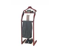 Solid Wood Valet Stand with Contour Hanger and Shoe Rack for Suit and Coat Organization