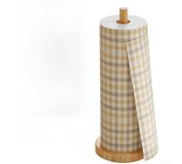Solid Wood Vertical Tissue Holder Kitchen Paper Towel Rack With Stable Base(B)