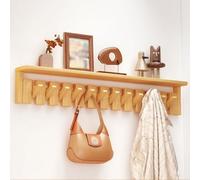 Solid Wood Wall Hook Piano Key Holder with Tray Space-Saving Wall Decor for Entryway Closet Kitchen Bedroom - 12 Hooks for Easy nization