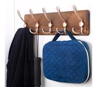 Solid Wood Wall Hook Rack with 5 Triple Hooks for Entryway - Perfect for Coats Jackets Scarves Bags Towels Keys Mugs and Hats - Durable and Stylish Storage Solution