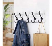 Solid Wood Wall Hook Rack with 5 Triple Hooks for Entryway - Perfect for Coats Jackets Scarves Bags Towels Keys Mugs and Hats - Durable & Stylish Storage Solution