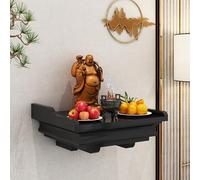Solid Wood Wall Mounted Altar Shelf, Buddhist Shrine Cabinet for God of Wealth Guanyin Statue, Minimalist Home Prayer Niche with Sturdy Bracket, Space Saving Decorative Table for Living Room