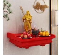 Solid Wood Wall Mounted Altar Shelf, Buddhist Shrine Cabinet for God of Wealth Guanyin Statue, Minimalist Home Prayer Niche with Sturdy Bracket, Space Saving Decorative Table for Living Room