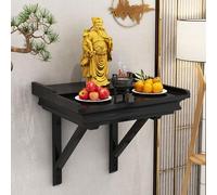 Solid Wood Wall Mounted Altar Shelf, Buddhist Shrine Cabinet for God of Wealth Guanyin Statue, Minimalist Home Prayer Niche with Sturdy Bracket, Space Saving Decorative Table for Living Room