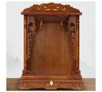 Solid Wood Wall Mounted Buddha Altar, Carved Pooja Mandir Stand, Telescopic Prayer Shelf for Meditation & Home Decor, Portable Spiritual Display Rack