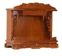 Solid Wood Wall Mounted Buddha Altar, Carved Pooja Mandir Stand, Telescopic Prayer Shelf for Meditation & Home Decor, Portable Spiritual Display Rack