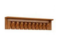 Solid Wood Wall Mounted Coat Rack with Tray, Piano Key Flip Down Hooks, Space-Saving Entryway Wall Organizer for Coats, Keys, Bags, Closet, Kitchen, Bedroom 10 Hooks