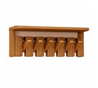 Solid Wood Wall Mounted Coat Rack with Tray, Piano Key Flip Down Hooks, Space-Saving Entryway Wall Organizer for Coats, Keys, Bags, Closet, Kitchen, Bedroom 6 Hooks