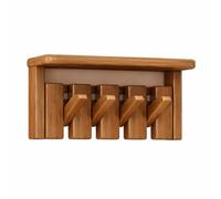 Solid Wood Wall Mounted Coat Rack with Tray, Piano Key Flip Down Hooks, Space-Saving Entryway Wall Organizer for Coats, Keys, Bags, Closet, Kitchen, Bedroom 4 Hooks
