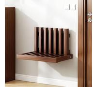 Solid Wood Wall-mounted Foldable Bedside Table, Multifunctional Small Wall-mounted Floating Desk, Space-saving Entrance Shoe Bench(Walnut)