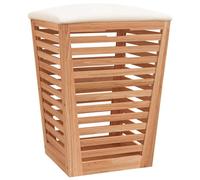 Solid Wood Walnut Bathroom Stool 40.5x40.5x56 cm Laundry Bin vidaXL