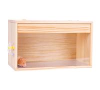 Solid Wood Warehouse Cage, Acrylic Small Animal Cage, Big Space Gold Silk Bear Flower Mouse Hedgehog Feeding Box