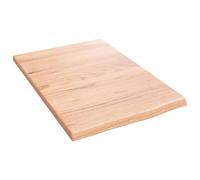 Solid Wood Washbasin Top, Light Brown, 40 x 60 x 2 cm, Treated Oak Wood Top with Natural Edge, Scratch-Resistant and Waterproof, Versatile as Worktop, Table Top, Workbench Top