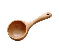 Solid Wood Water Scoop Spoon, Multipurpose Wooden Scoop - Round Spoon Ladle for Bath Salt, Flour, Cooking - Short Handle(Size:8.3 x 2.95 Inch)