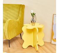 Solid Wood Wave Side Table with X-Shape Legs - Mini Petal Coffee Table, Easy Assembly for Living Room Bedroom Balcony (45x50.5cm)