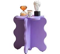 Solid Wood Wave Side Table, With X-Shape Legs - Mini Petal Coffee Table, For Living Room Bedroom Balcony In Green Color - Easy Assembly