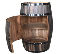 Solid Wood Wine Barrel Cabinet with Locking Door, Decorative Barrel Locker for Wine Cellar, Wooden Whiskey Storage Rack