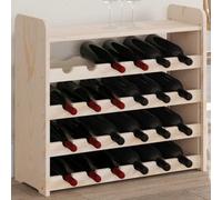 Solid Wood Wine Rack, 4-Tier Wave Design for 24 Bottles, Rustic Pine Display Shelf for Kitchen, Bar, Cellar Storage, 67.5x25x60 cm