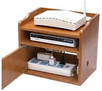 Solid Wood Wireless WiFi Router Shelf Desktop Set Top Box Rack Stylish WiFi Storage Box Wood Color 39.7x21.4x28.4cm Perfect for Home Office Organization