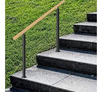 Solid Wood with Black Wrought Iron PostsAdjustable Grab RaRailing for Exterior Front Porch Height 85cm Length 60cm & Stylish Support.