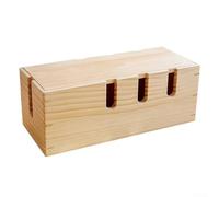 Solid Wood Workspace Organizer for Managing Power Cords Chargers and Media Accessories on Flat Surfaces (light brown)