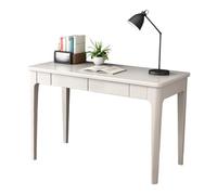 Solid Wood Writing Desk, Home Office Computer Desk with Storage Drawer Mid-Century Rubber Wood Writing Desk Study Desk(80CM, White)