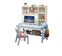 Solid Wood Writing Desk with Integrated Bookshelf Ideal for Home Office & Study Blue Color Dimensions: 80 x 60 x 158 cm Perfect for Writing & Calculations