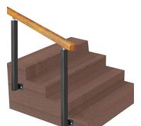 Solid Wooden Handrail with Adjustable 270°Angle Wrought Iron Bannister Posts, Fits 1 to 4 Steps Stair Railing Side Mount Hand Railings for Concrete or Wooden Stairs (Color : Height 95cm, Size : 140c