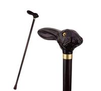 Solid Wooden Rabbit Cane Walking Cane, for Seniors Ergonomic Grip Rubber Tip Adjustable Lightweight Mobility Aid 37in