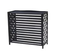 Solid Wooden Shelf, Black Wooden Air Conditioner Cover with Blinds Grid Design, Easy to, for Outdoor or Balcony Outdoor Central Air Conditioning Cover,(Size:86X35X80 Cm)
