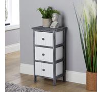 Solid Wooden Storage Chest 3 Drawers Organiser Rustic Fully Assembled Home Source Black One Size