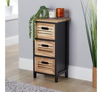 Solid Wooden Storage Chest 3 Drawers Organiser Rustic Fully Assembled Home Source Jet Black One Size