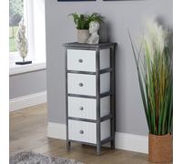 Solid Wooden Storage Chest 4 Drawers Organiser Rustic Fully Assembled Home Source Black One Size