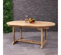 Solid Wooden Teak Garden Patio Oval 6-8 Seater Extendable Table Charles Bentley Brown One Size