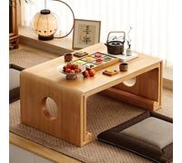 Solid WoodLow Coffee Table for Floor Sitting Rectangular Japanese Style Desk for Balcony & Living Room Includes Table Runner & Seat Cushions (120x55x30cm)
