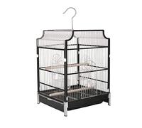 Solid Wrought Iron Birdcage Portable Rectangle Birdcages Stainless Steel Bird Cage Creative Bird Carriers Outdoor Durable Bird House (Black)