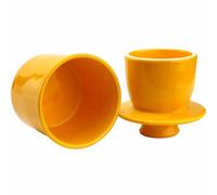 Solid Yellow Butter Crock, French Butter Crock for Counter, Home Decor Butter Keeper with Water Line for Fresh Spreadable Butter- 4.5 OZ