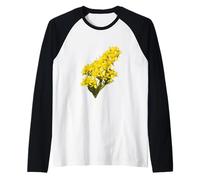 Solidago Gigantea Wildflower Botanical Vector Illustration Raglan Baseball Tee