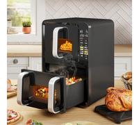 SOLIDEE Dual Stack 12L Air Fryer, View Windows, Black | 8 Pre-Sets, Space-Saving Design, 2800W Energy-Saving Oil-Free Cooker, 80-200℃ Temperature Control, Dishwasher-Safe Basket