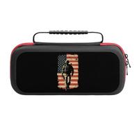 Solider and U.S. Flag Portable Carrying Case Compatible with Switch Lightweight Protective Travel Cases